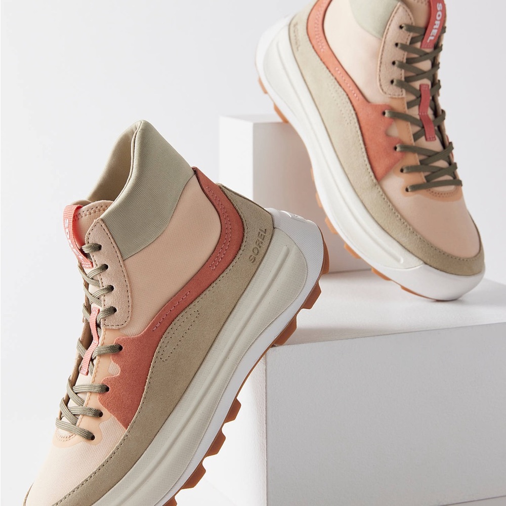 Sorel Women's Pink and Tan High-Top Sneakers